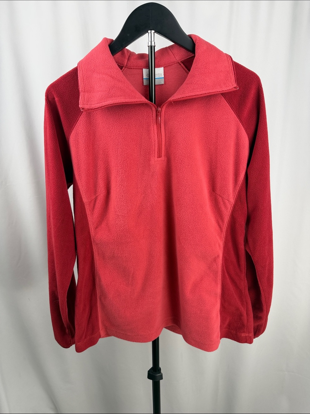 Columbia Glacial IV Women’s L Coral Red Colorblock 1/4 Zip Fleece XL